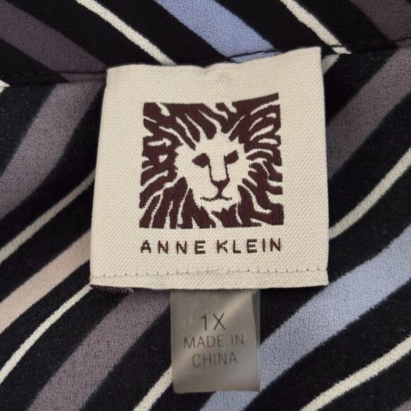 Ann Klein Women's Top - Long Sleeve, Colorful Striped Blouse - Plus Size 1 X - Picture 3 of 6